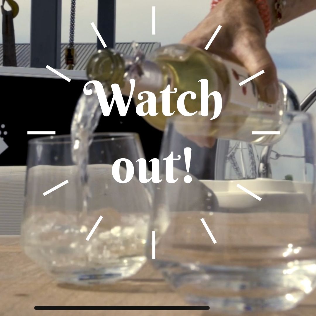 Image pouring a glass of water and text Watch out!